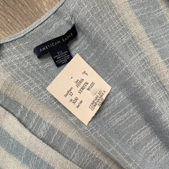 American Eagle Stripe Poncho Cape Wrap Coverup Kimono Blue Open front Y2k 2000s - Picture 15 of 16